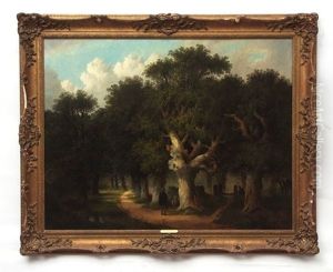 Wooded Landscape With Figures by John Berney Ladbrooke