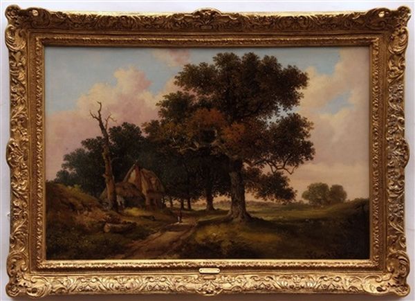 Wooded Landscape With Figure By A Cottage - view 1