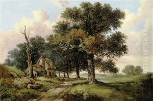 Figure On A Country Lane In An East Anglian Landscape