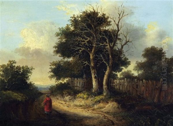 Rural Landscape With Figure In A Lane - view 1