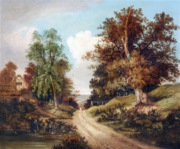 Rural Landscape With Figure On Horseback In A Lane - view 1