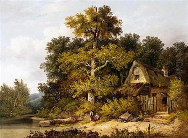 Travellers Resting By A Cottage In A Wooded Landscape - view 1