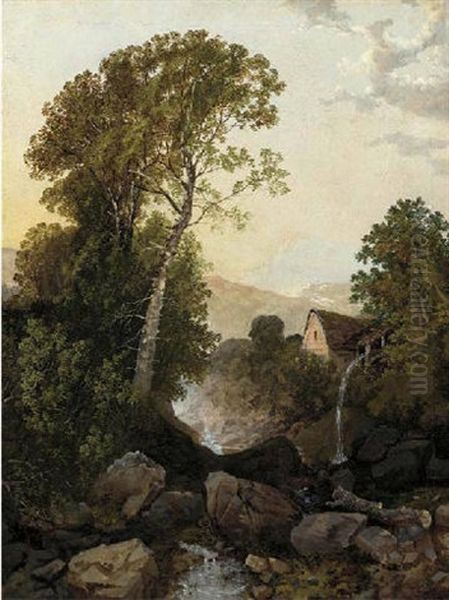 A Watermill With Snowdon Beyond - view 1