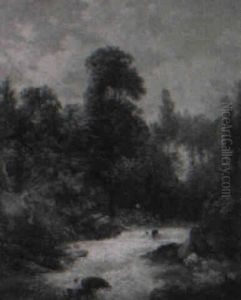 Fisherman By A Rushing Stream by John Berney Ladbrooke