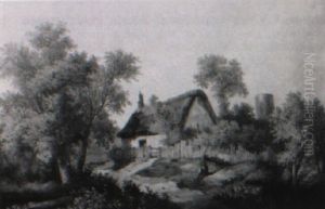 Figure Seated Beside A Cottage Figure Seated Beside A Cottage