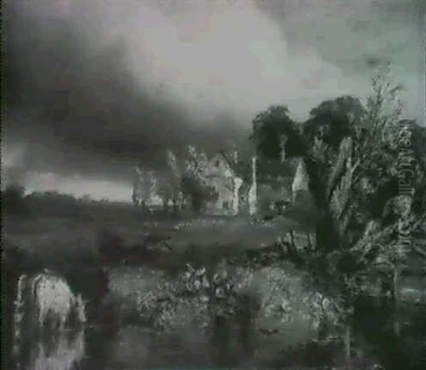 Landscape With Farmhouse And Cattle Watering - view 1
