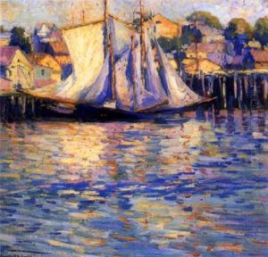 Harbor Scene by Laura D. Stroud (Mrs. Westray) Ladd