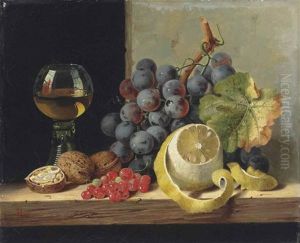 Still-life Of Fruit With A Lemon And Glass by Edward Ladell