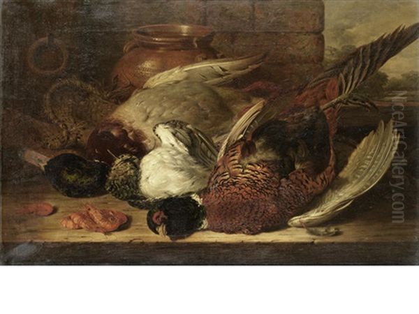 Still Life Of Game And Prawns On A Table - view 1
