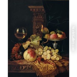Still Life With Fruit And Wine Glass On A Table by Edward Ladell