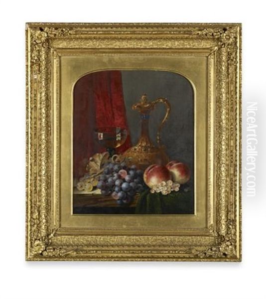 A Still Life Of Fruit Wine Glass And Decanter - view 1