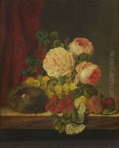 Still Life With Roses, Fruit And Bird's Nest