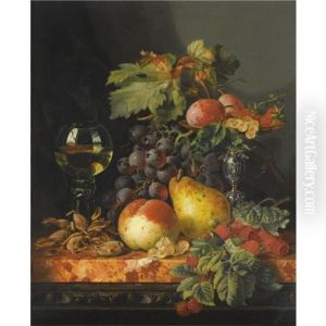 Still Life With Grapes, A Pear, A Peach, Plums, Redcurrants And Raspberries, Hazelnuts, A Wine Glass And A Silver Tazza