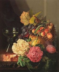 Still Life With Flowers, Fruit And Glass