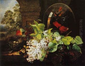 Still Life Of Blossom And Birds Of Paradise