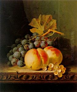 Still Life With Peaches, Grapes, Currants And A Plum On A Ledge Still Life With Peaches, Grapes, Currants And A Plum On A Ledge