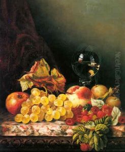 Still Life With Fruit On A Marble Ledge by Edward Ladell