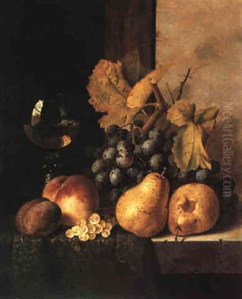 Still Life With Pears, Grapes And Other Fruit With A Wine Glass - view 1