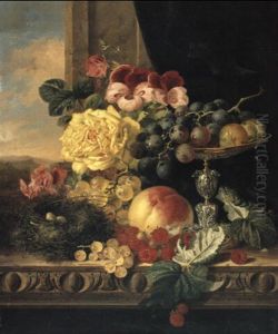 Still Life With Fruit, Flowers, A Bird's Net And A Tazza