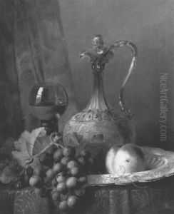 Still Life Of Fruit And Wine by Edward Ladell