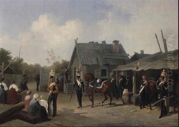 Soldiers Bivouacing In A Village - view 1
