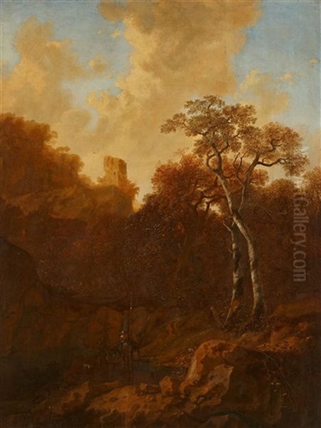 Southern Landscape With Ruins And Travellers - view 1