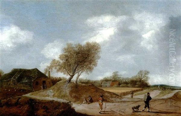 Landschaft Mit Bauernhausern Und Figurenstaffage - view 1