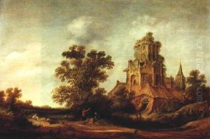 Dunenlandschaft Mit Einer Ruine Bei Einem Dorf