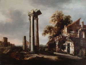 Paysans Dans La Cour Dune Ferme Devant Des Ruines Antiques by Abraham Beerstraaten