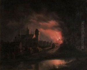 L'incendie Pres Du Chateau De Creully