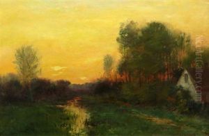 House At Sunset by Alexander Theobald Van Laer