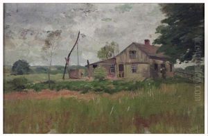 Old Timber House With Well by Alexander Theobald Van Laer