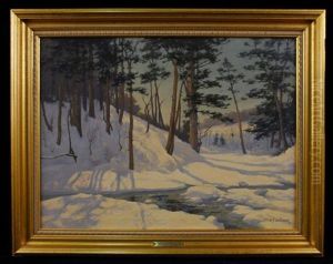 Cold And Frosty, Winter Stream by Alexander Theobald Van Laer