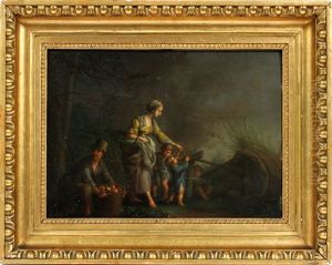 Mother & Children With A Basket Of Fruit by Pieter Jacobsz Van Laer