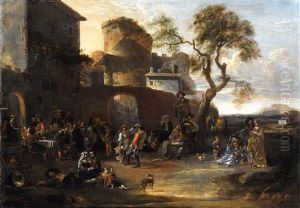 Peasants Celebrating In A Village by Pieter Jacobsz Van Laer