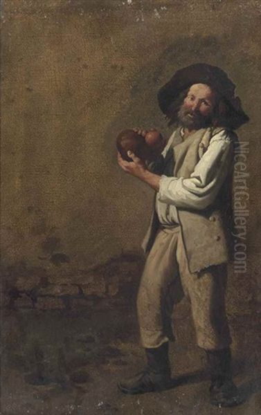 A Beggar Holding A Gourd - view 1