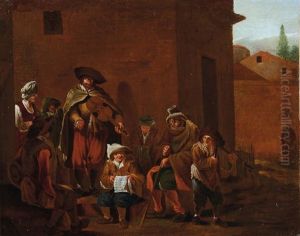 Scene Di Pitocchi Nella Campagna Romana by Pieter Jacobsz Van Laer
