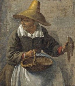 A Seated Woman With A Basket A Seated Woman With A Basket