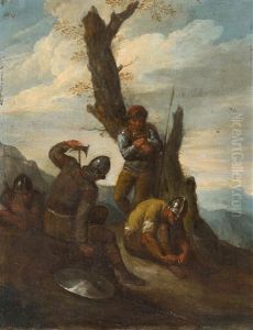 Vier Soldaten Bei Der Rast by Pieter Jacobsz Van Laer