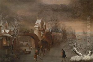 Skating Pleasures Near A Town Wall by Anthonie Beerstraten