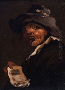 Kleines Bildnis Eines Mannes Mit Schlapphut by Pieter Jacobsz Van Laer