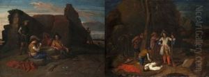 Brigands Jouant Aux Cartes (+ L'embuscade; Pair) by Pieter Jacobsz Van Laer