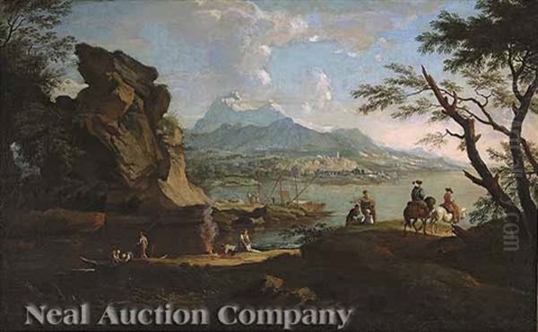 An Extensive Landscape With Travelers And Ships - view 1