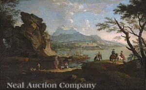 An Extensive Landscape With Travelers And Ships