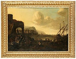Hamnbild Med Figurstaffage by Pieter Jacobsz Van Laer
