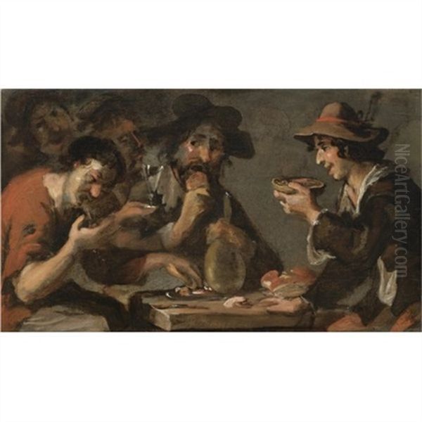 An Interior With Peasants Eating And Drinking - view 1