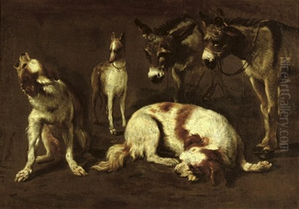 A Study Of Two Spaniels, A Greyhound And Two Donkeys - view 1