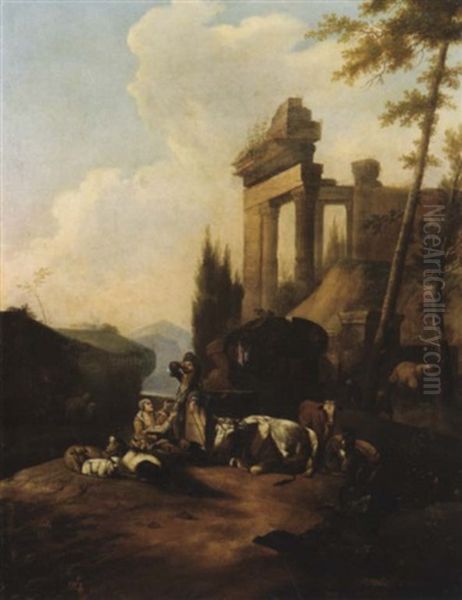 Paesaggio Italianizzante Con Pastori E Armenti - view 1