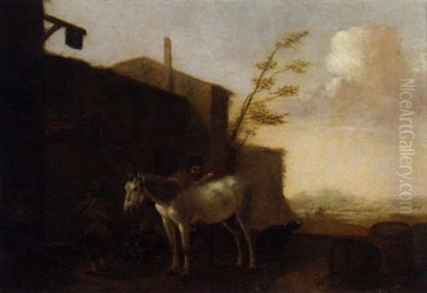 An Italianate Landscape With A Horse, A Boy And An Ostler By An Inn - view 1
