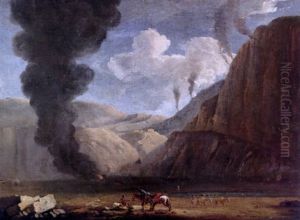 A View Of La Solfatara At Pozzuoli, With Travellers And Their Mules In The Foreground